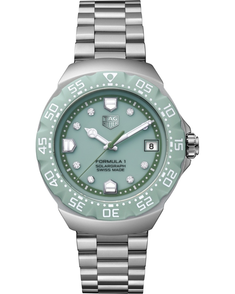 TAG Heuer WBY111B.BA0042 : Formula 1 Solargraph 38 Stainless Steel / Green - Diamond / Bracelet