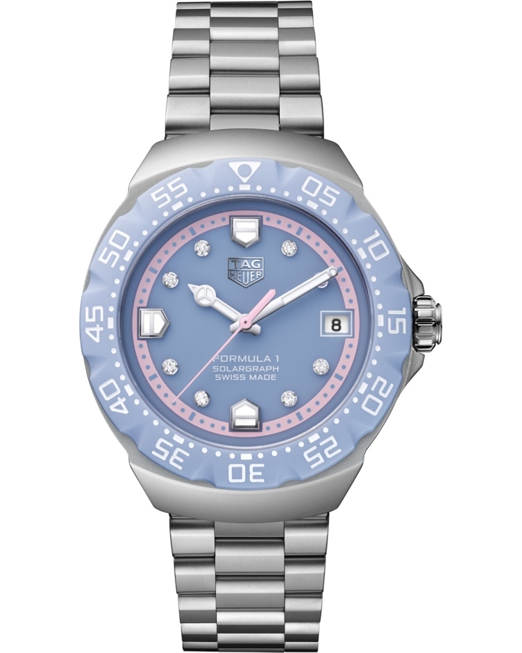TAG Heuer WBY111C.BA0042 : Formula 1 Solargraph 38 Stainless Steel / Light Blue - Diamond / Bracelet