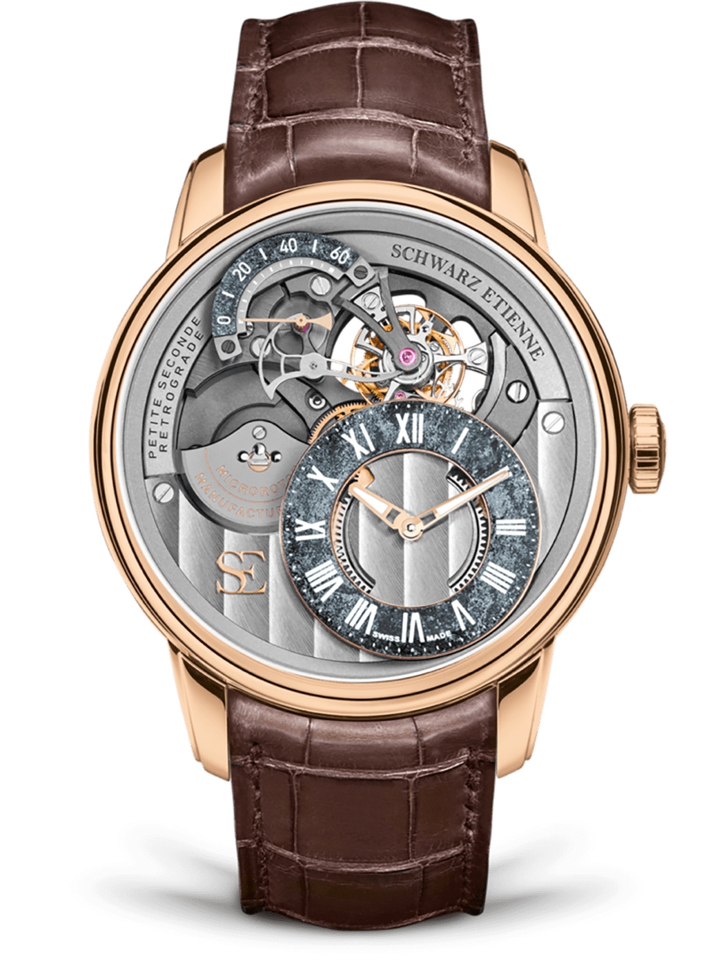 Schwarz Etienne WCF22TSE06RB21AA : La Chaux-de-Fonds Petite Seconde Rétrograde Tourbillon Red Gold / Hermatite Specularite