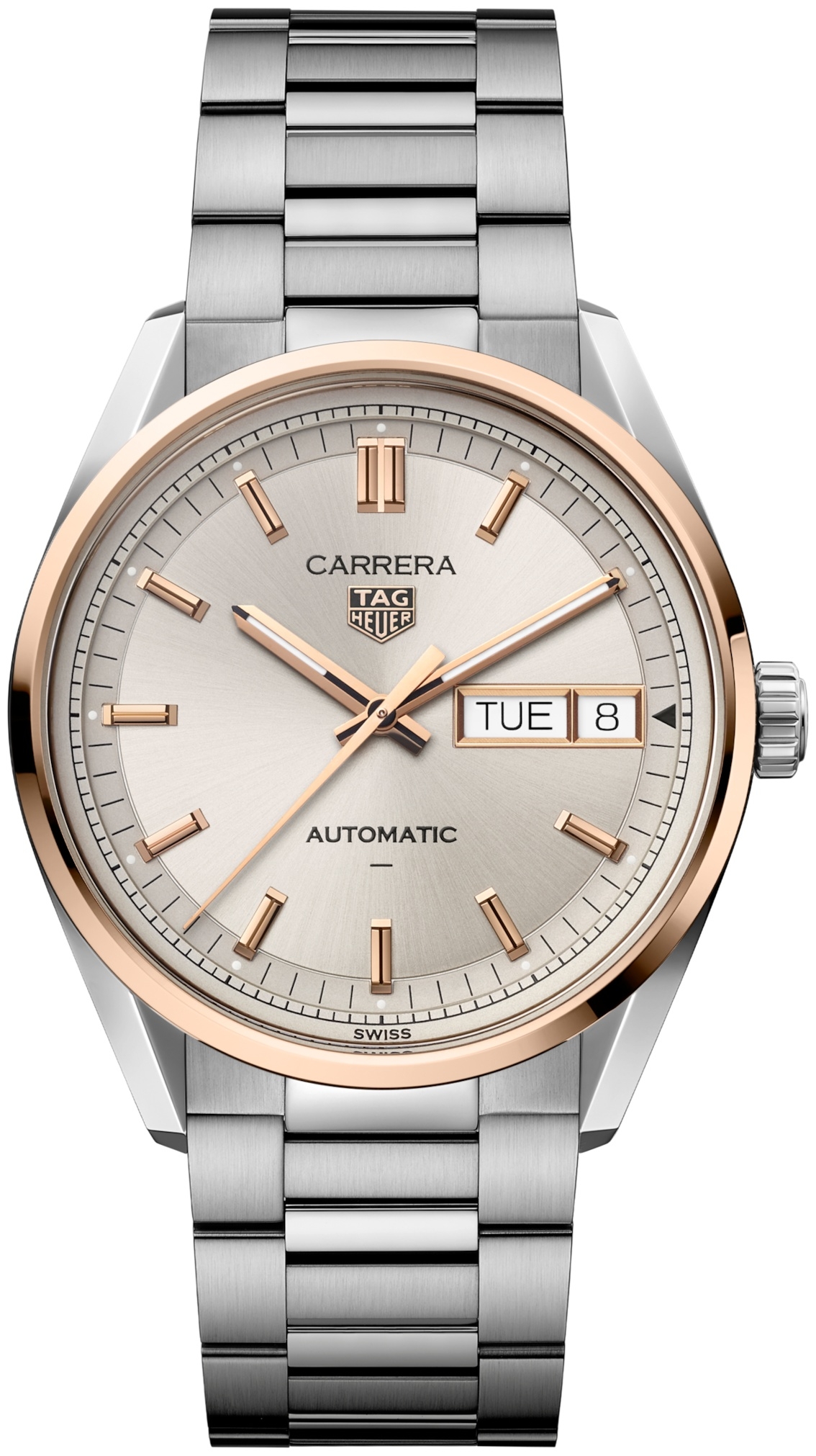 TAG Heuer WDA2150.BA0043 : Carrera Day Date Stainless Steel - Red Gold / Champagne / Bracelet