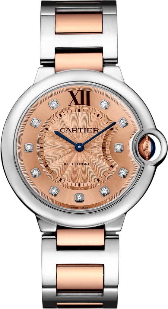 Cartier WE902054 : Ballon Blue de Cartier 36 Automatic Stainless Steel / Pink Gold / Champagne / Bracelet