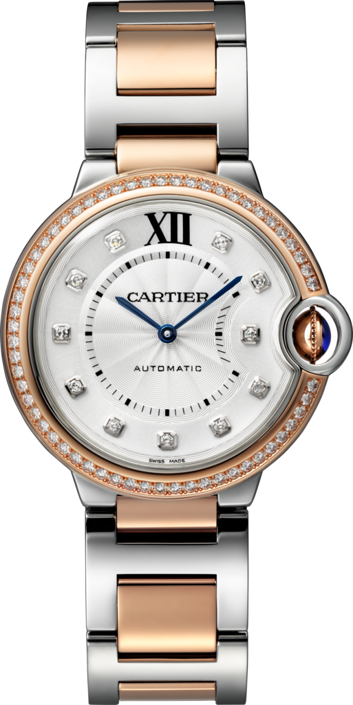 Cartier WE902078 : Ballon Blue de Cartier 36 Automatic Stainless Steel / Pink Gold / Diamonds / Bracelet