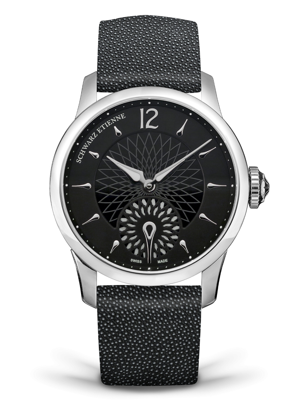 Schwarz Etienne WFI15MA01SS01AA : Fiji Floral Seconds Stainless Steel / Black