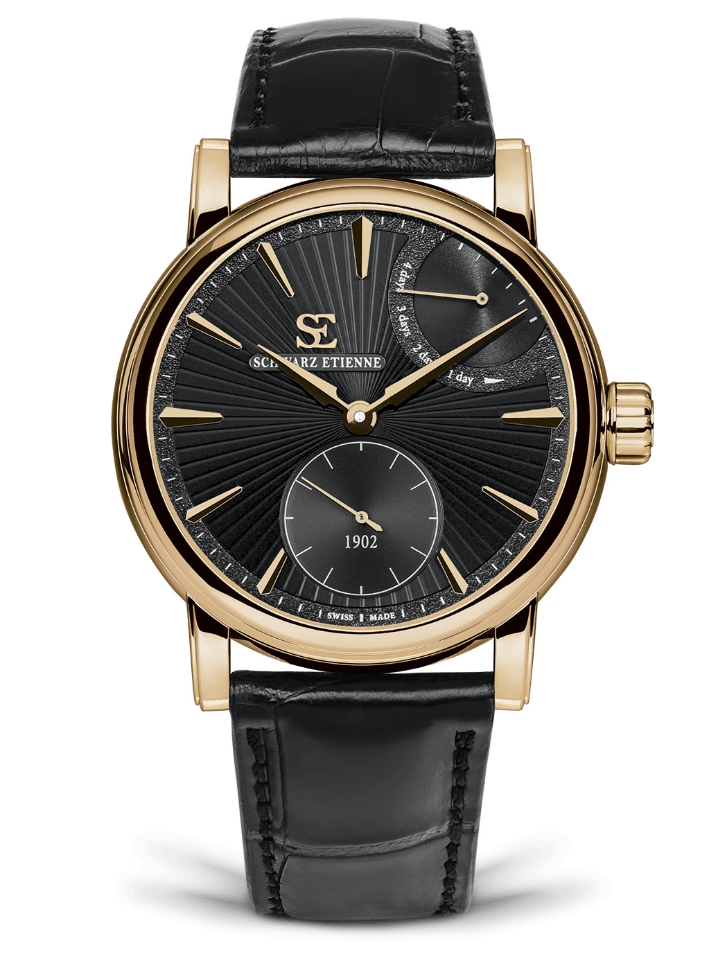 Schwarz Etienne WRO16MS31RB01AA : Roma Power Reserve Rose Gold / Black