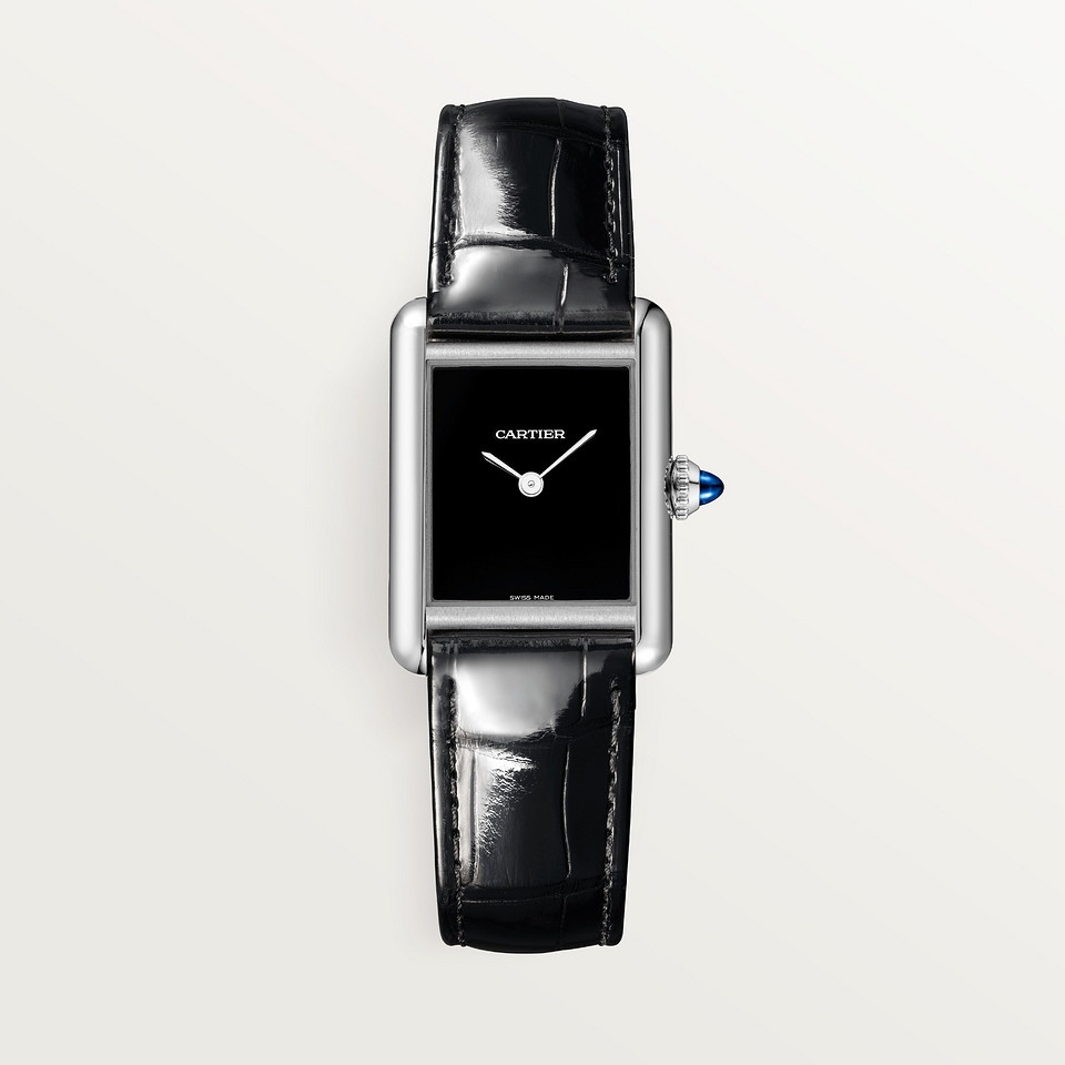 Cartier WSTA0071 : Tank Must Small Quartz Stainless Steel / Black