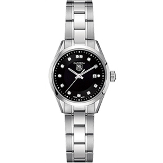 TAG Heuer WV1410.BA0793 : Carrera Quartz 27 Stainless Steel / Black - Diamond / Bracelet
