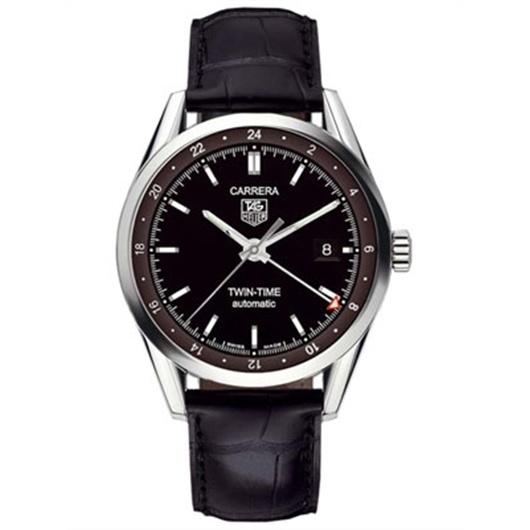 TAG Heuer WV2115.FC6180 : Carrera Calibre 7 Twin Time Stainless Steel / Black / Strap