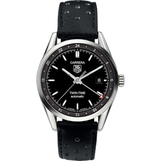 TAG Heuer WV2115.FC6182 : Carrera Calibre 7 Twin Time Stainless Steel / Black / Strap