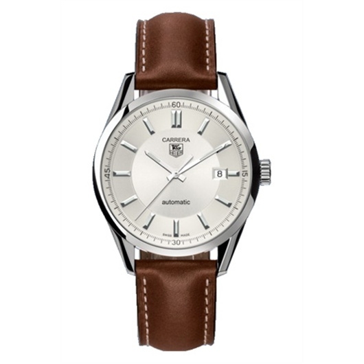 TAG Heuer WV211A.FC6203 : Carrera Calibre 5 39 Stainless Steel / Silver / Calf