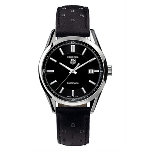 TAG Heuer WV211B.FC6182 : Carrera Calibre 5 39 Stainless Steel / Black / Calf