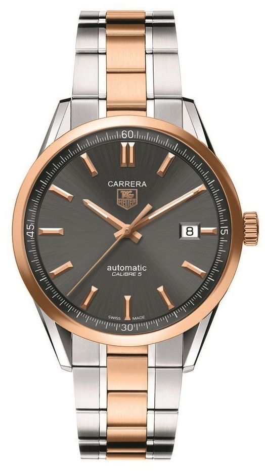 TAG Heuer WV215F.BDO735 : Carrera Calibre 5 39 Stainless Steel / Rose Gold / Grey / Bracelet