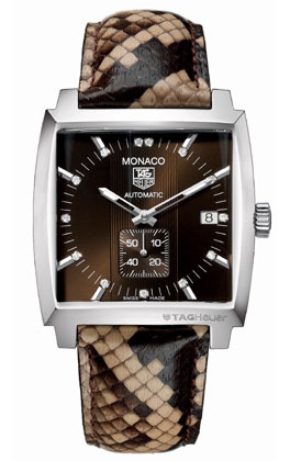 TAG Heuer WW2116.FC6217 : Monaco Automatic Stainless Steel / Brown - Diamond / Python