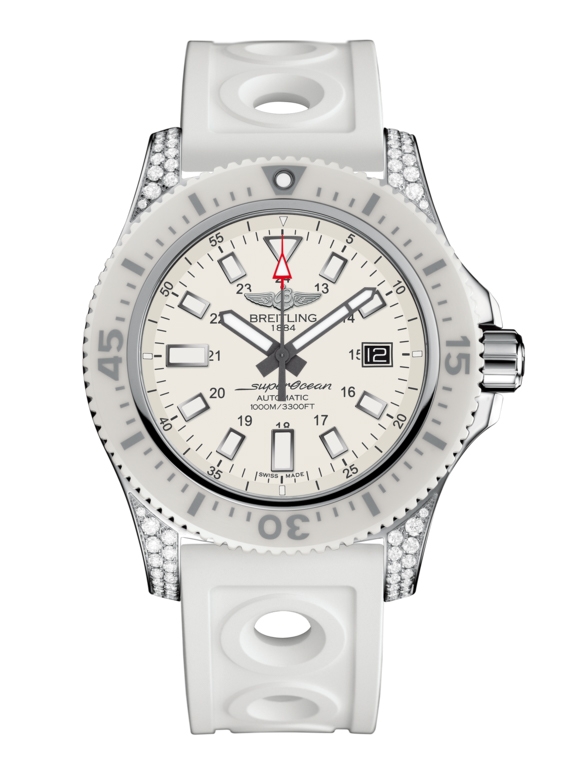 Breitling Y1739367.A807.297S : Superocean 44 Special Stainless Steel / Diamondworks / Hurricane White / Rubber