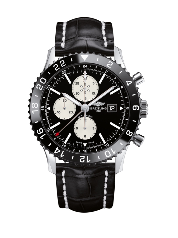 Breitling Y2431012.BE10.760P : Chronoliner Stainless Steel / Black / Croco